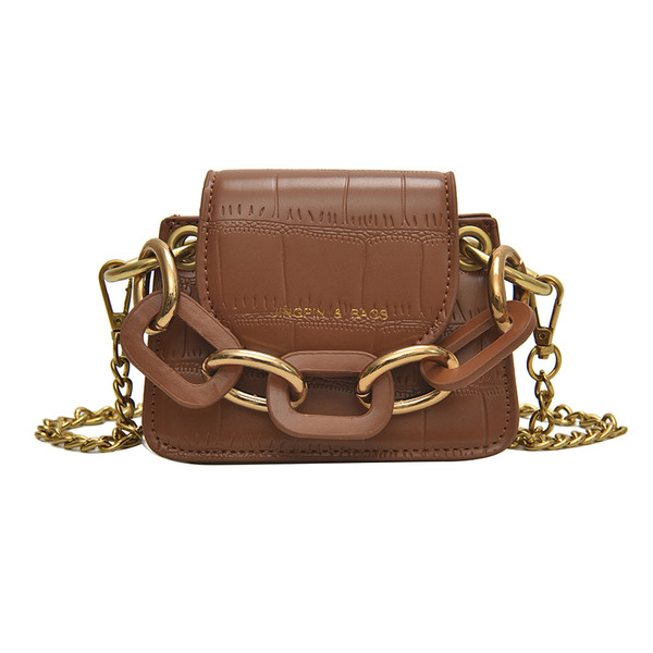 Öko bőrből készült modern női mini táska, hosszú fém fogantyúval