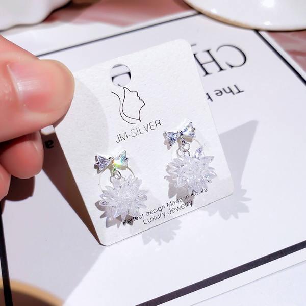 Ezüst női fülbevaló hópehely formájú