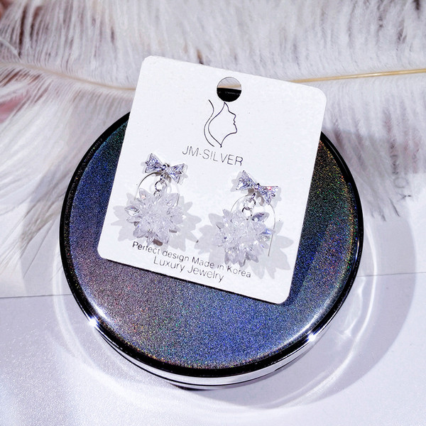 Ezüst női fülbevaló hópehely formájú