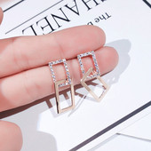 Taisnstūra formas sieviešu karājoši auskari ar akmeņiem