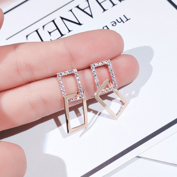 Taisnstūra formas sieviešu karājoši auskari ar akmeņiem