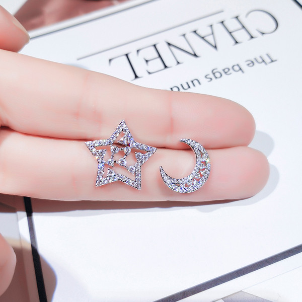 Modern női fülbevaló hold és csillag alakú