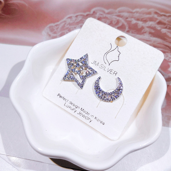 Modern női fülbevaló hold és csillag alakú