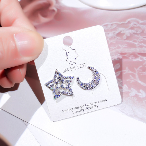 Modern női fülbevaló hold és csillag alakú