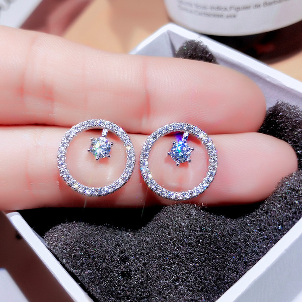 Naiste elegantsed ümmargused kivikestega kõrvarõngad