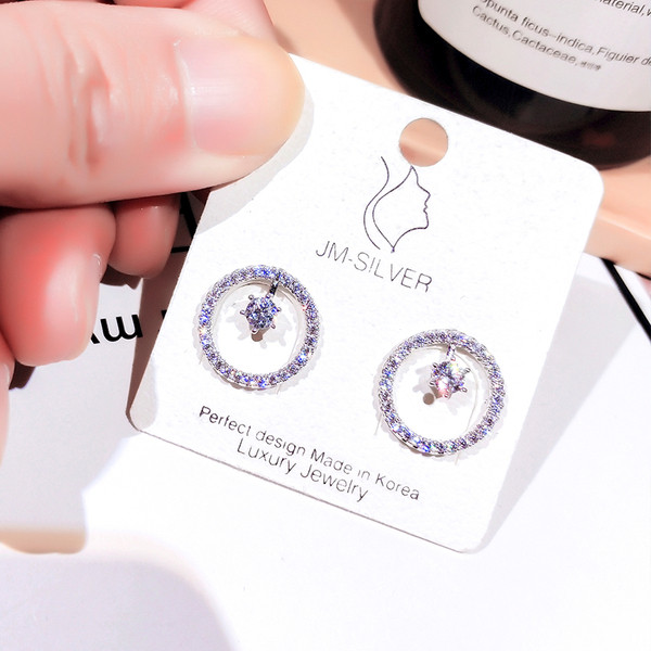 Naiste elegantsed ümmargused kivikestega kõrvarõngad