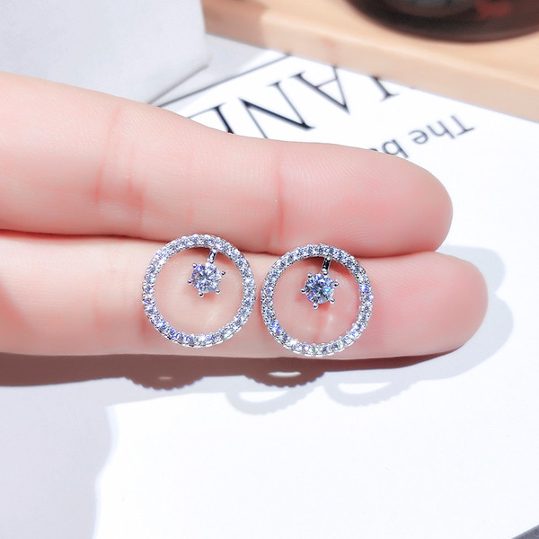 Naiste elegantsed ümmargused kivikestega kõrvarõngad