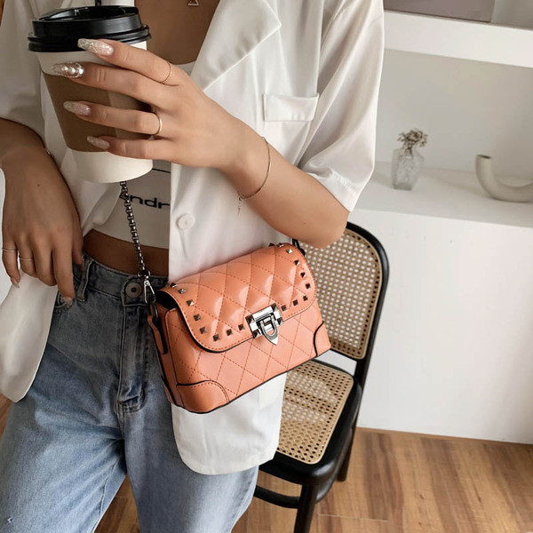 Geanta topică de damă în formă pătrată din piele ecologică