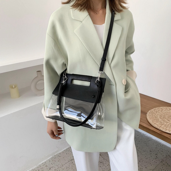 Geanta de dama de ultimă generație cu parte din silicon și mâner lung