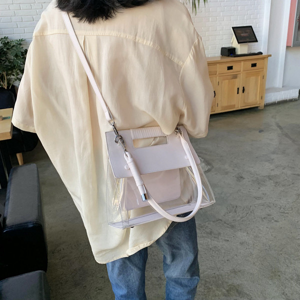 Geanta de dama de ultimă generație cu parte din silicon și mâner lung