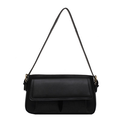 Geanta de dama eleganta din piele ecologica cu maner lung si buzunar frontal