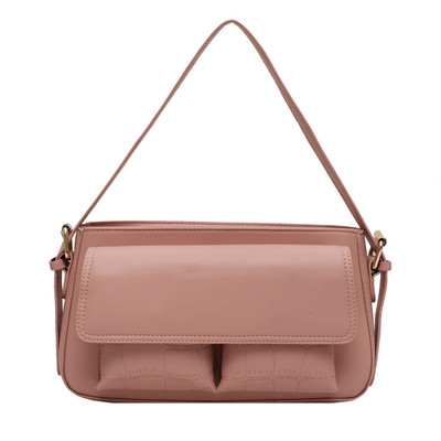 Geanta de dama eleganta din piele ecologica cu maner lung si buzunar frontal