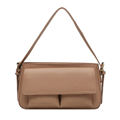 Geanta de dama eleganta din piele ecologica cu maner lung si buzunar frontal