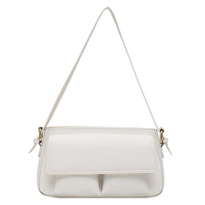 Geanta de dama eleganta din piele ecologica cu maner lung si buzunar frontal