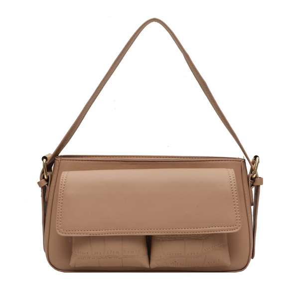 Geanta de dama eleganta din piele ecologica cu maner lung si buzunar frontal