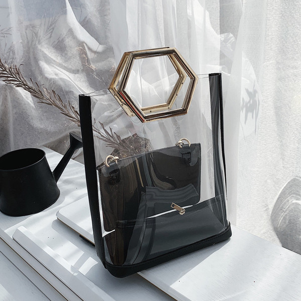 Stílusos női szilikon táska fém fogantyúval