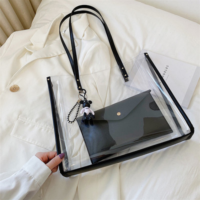 Sieviešu stilīga silikona soma ar gariem rokturiem