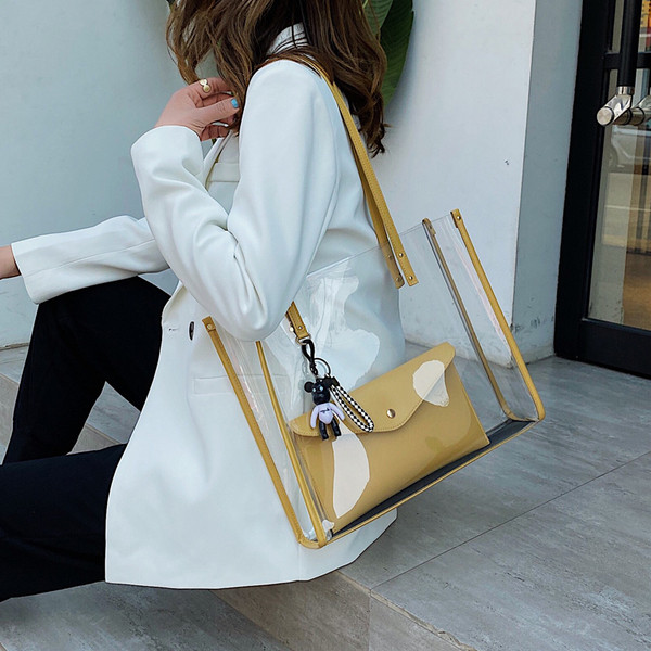 Sieviešu stilīga silikona soma ar gariem rokturiem