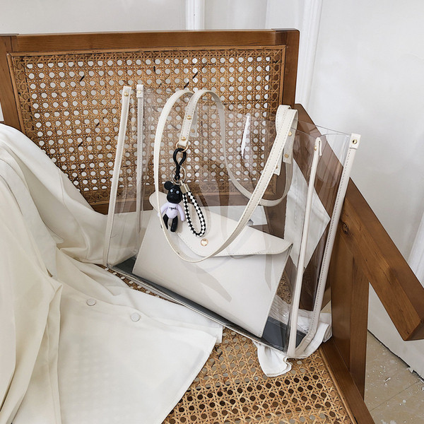 Sieviešu stilīga silikona soma ar gariem rokturiem