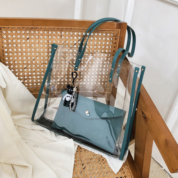 Sieviešu stilīga silikona soma ar gariem rokturiem