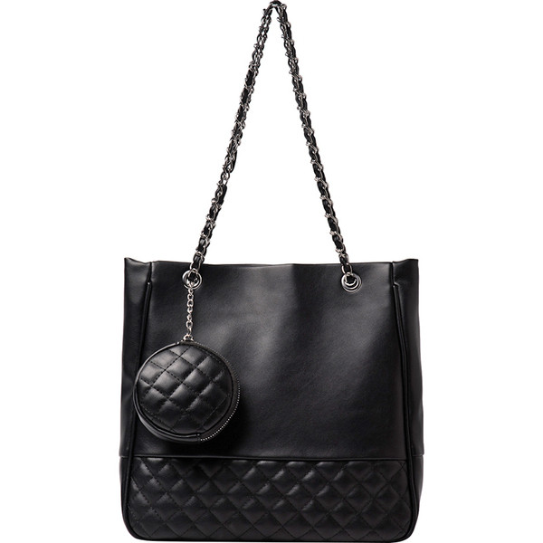 Ikdienas liela eko-ādas soma ar ķēdes tipa rokturiem