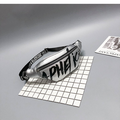 Sieviešu moderna eko ādas plecu soma ar uzrakstu