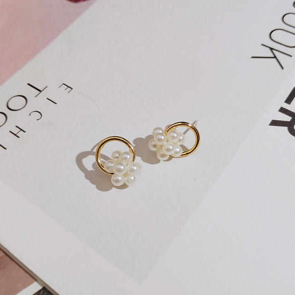 Elegantsed väikesed pärlitega naiste kõrvarõngad