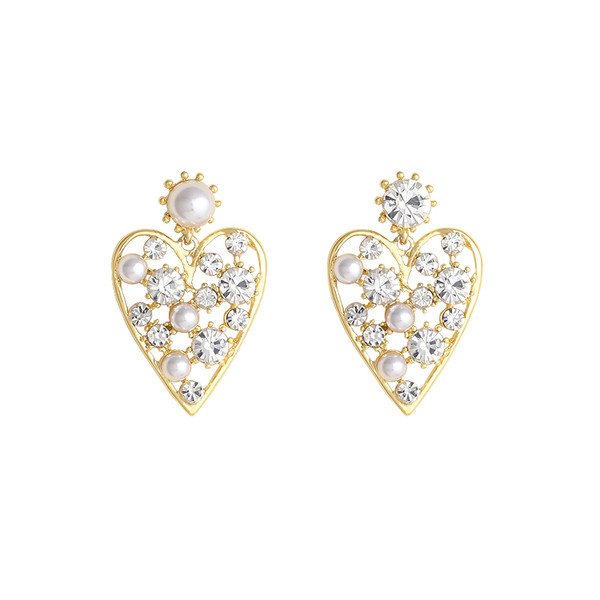 Μοντέρνα γυναικεία σκουλαρίκια με σχήμα καρδιάς πέτρες