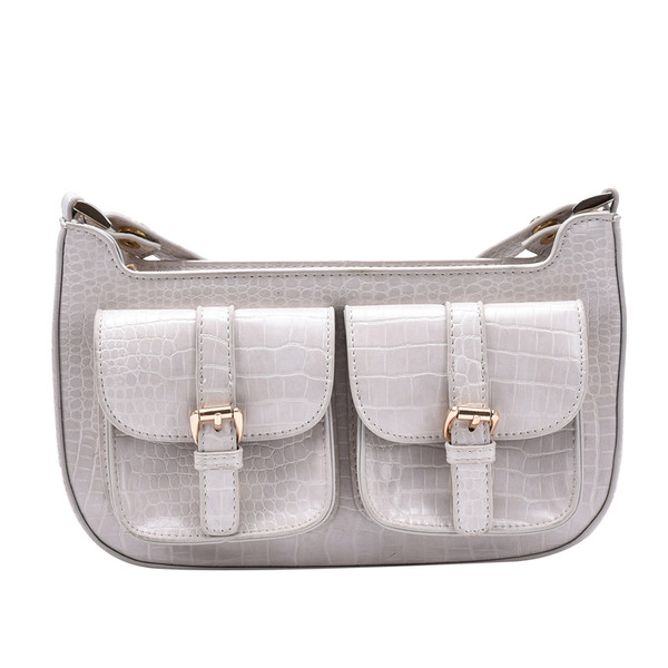 Geantă de damă modernă din piele ecologică cu buzunare frontale