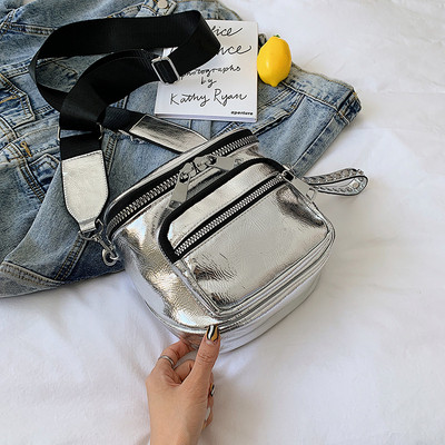 Γυναικεία μοντέρνα τσάντα οικολογικού δέρματος με φερμουάρ και μακριά λαβή