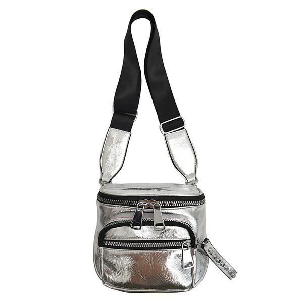 Γυναικεία μοντέρνα τσάντα οικολογικού δέρματος με φερμουάρ και μακριά λαβή