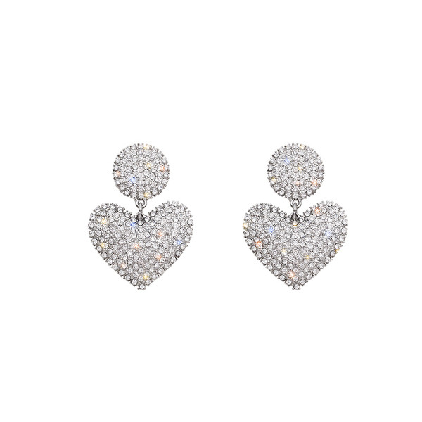 Μοντέρνα  σκουλαρίκια σε σχήμα καρδιάς με πέτρες