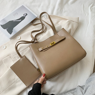 Stilīgs sieviešu somas vienkāršs modelis ar gariem rokturiem