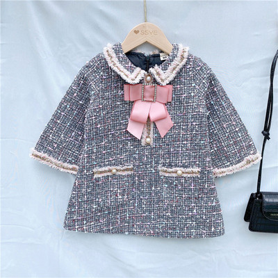 Stilīga bērnu kleita meitenēm ar kabatām un lentīti