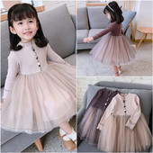 Φθινοπωρινό παιδικό φόρεμα για κορίτσια με μακριά μανίκια και τούλι