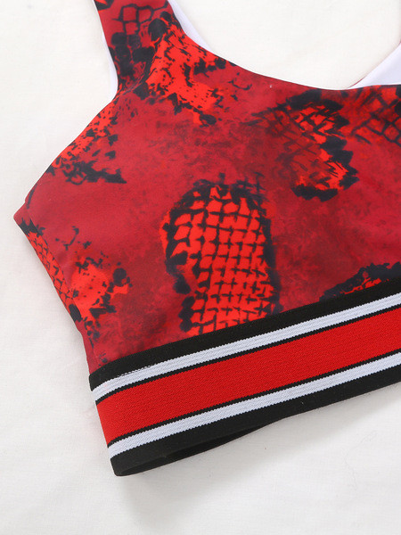 Naiste punase ussimustriga ujumistrikoo