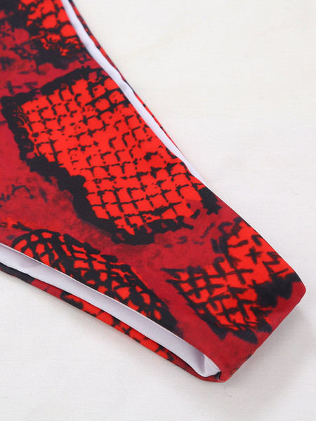 Naiste punase ussimustriga ujumistrikoo