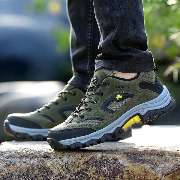 Vīriešu pārgājienu zābaki ar šņorēm un raupju zoli