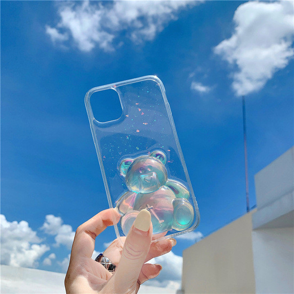 Husă transparentă pentru iPhone 11 Pro Max cu ursuleț 3D
