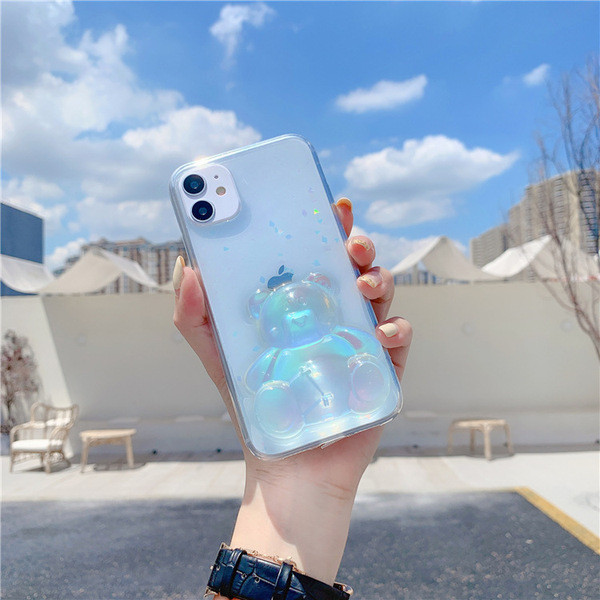 Husă transparentă pentru iPhone 11 Pro Max cu ursuleț 3D