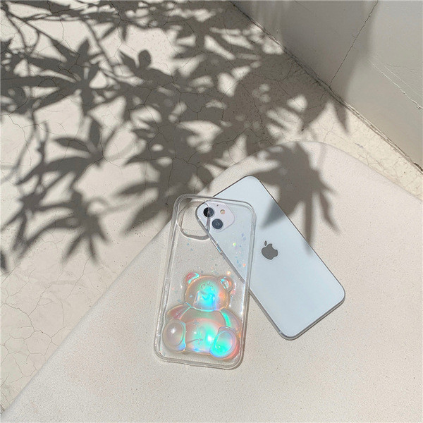 Husă transparentă pentru iPhone 11 Pro Max cu ursuleț 3D