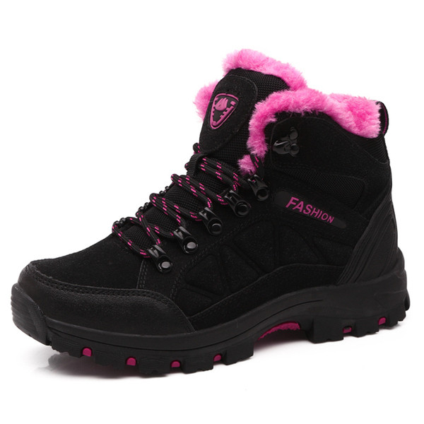 Sieviešu ziemas pārgājienu zābaki ar šņorēm un biezu raupju zoli