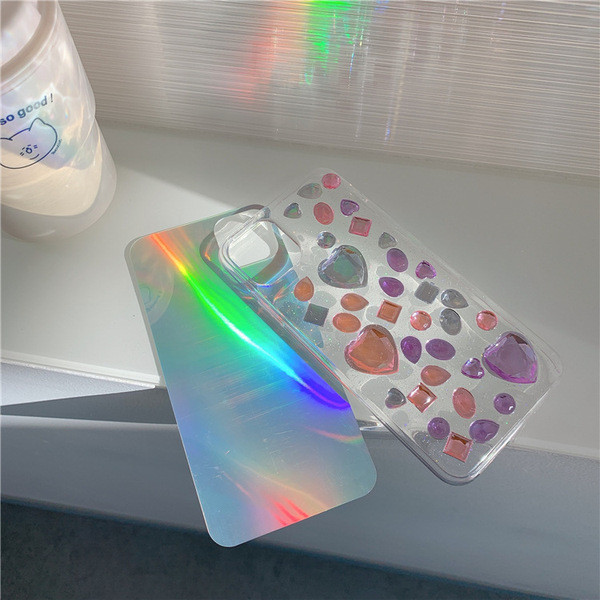 Caurspīdīgs silikona maciņš ar krāsainiem akmeņiem priekš Iphone 11 Pro Max - divi modeļi