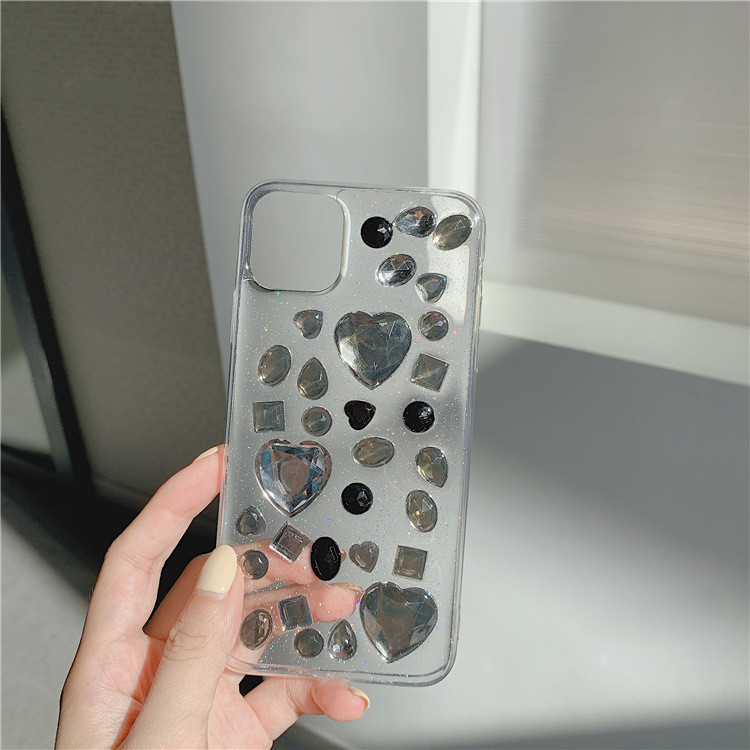 Caurspīdīgs silikona maciņš ar krāsainiem akmeņiem priekš Iphone 11 Pro Max - divi modeļi