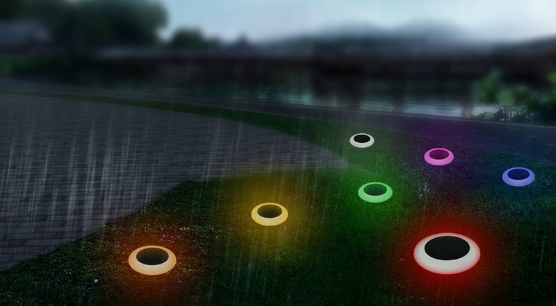 Saules ūdensnecaurlaidīga dārza lampa - vairākas gaismas