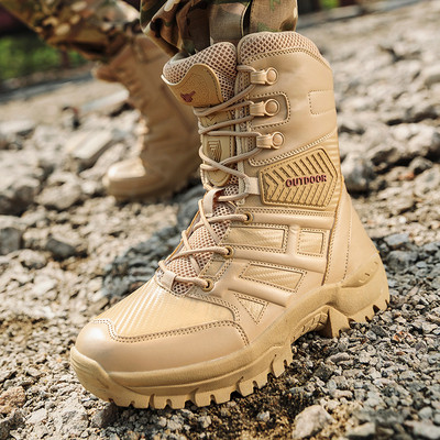 NEW model of men`s hiking boots with laces and thick sole