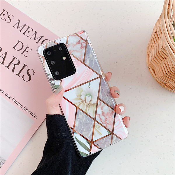 Korpuss ar ģeometriskām formām un ziediem Samsung S20 Plus