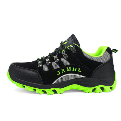 Cizme de drumeție pentru bărbați cu șireturi și element metalic