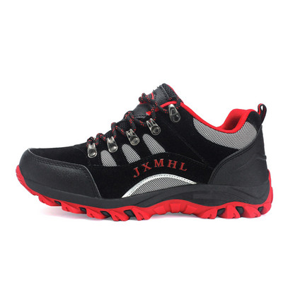 Cizme de drumeție pentru bărbați cu șireturi și element metalic