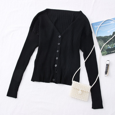 Γυναικεία ζακέτα με λαιμόκοψη και μακριά μανίκια